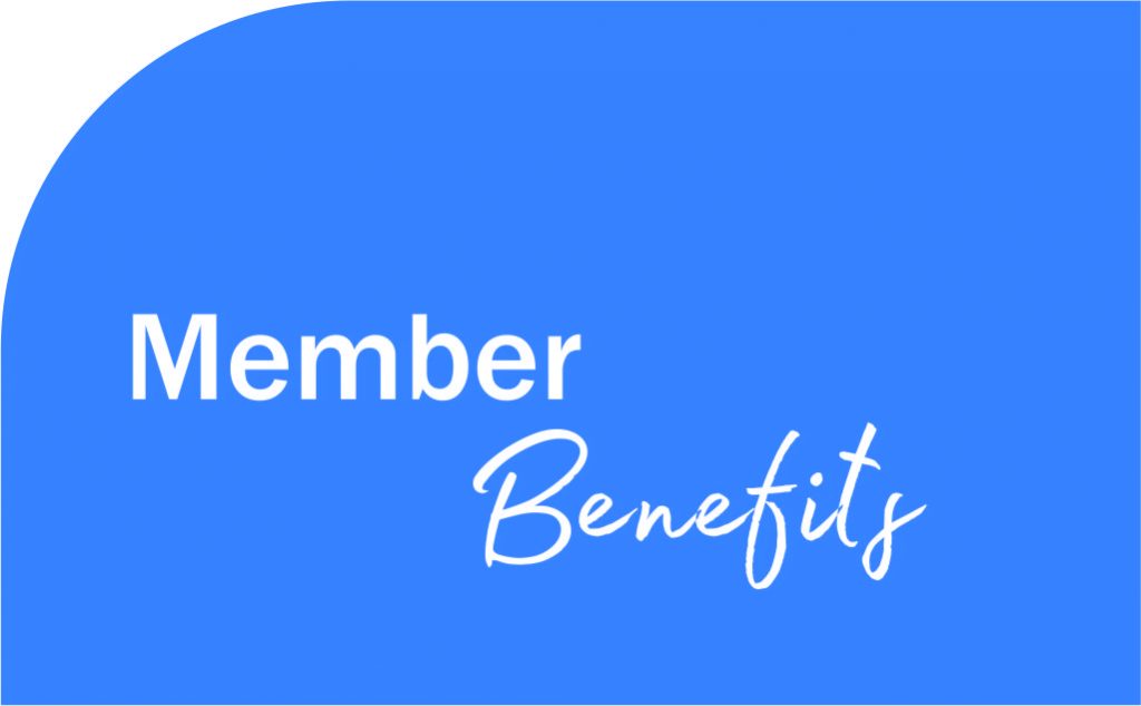 Blue background with Member Benefits written